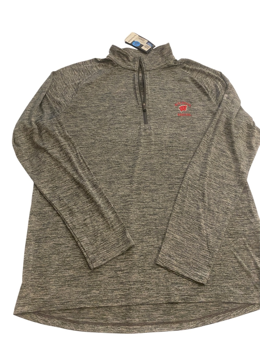 Under Armour Men’s Gray Quarter Zip Pullover Wisconsin Badger New Top size large